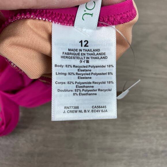J.Crew Magenta Orchid Ruched V Neck One Piece Swimsuit Sz.12 NWT - Picture 7 of 11